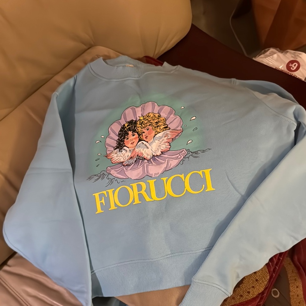 Fiorucci Blue Crew Neck Sweater with Cherub Design